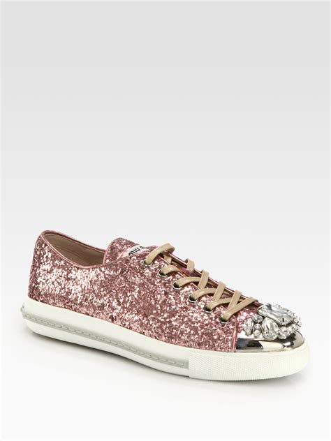 pink glitter miu miu shoes